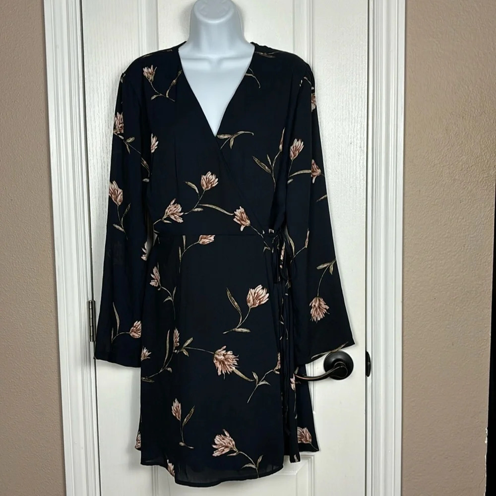 Lush Black Floral Mini Dress